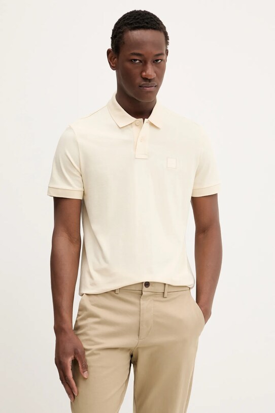 BOSS Orange polo Passenger z elastanem beżowy 50507803