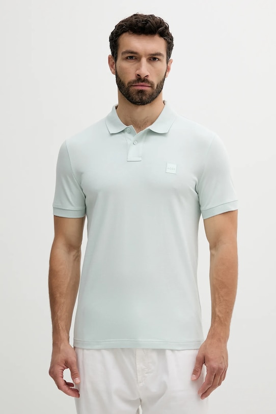Поло BOSS Orange Passenger slim бирюзовый 50507803