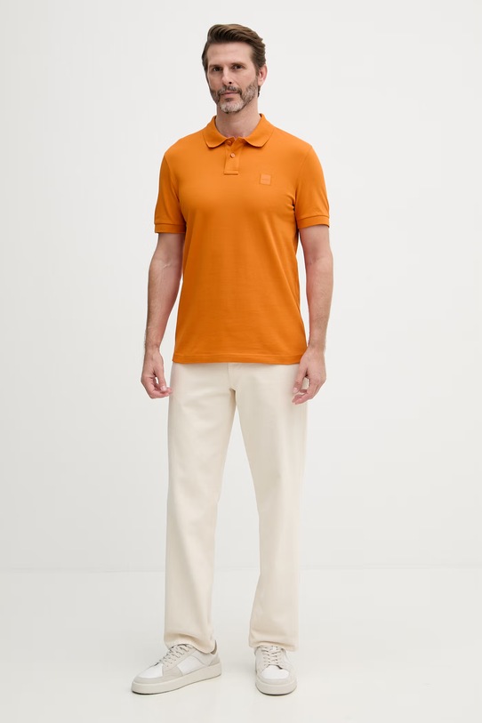 BOSS Orange polo tričko pánske bavlnené s elastanom Passenger 50507803 oranžová AA00