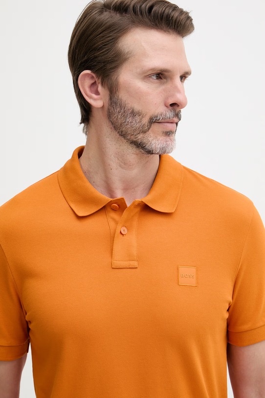 BOSS Orange polo tričko pánske bavlnené s elastanom Passenger oranžová 50507803
