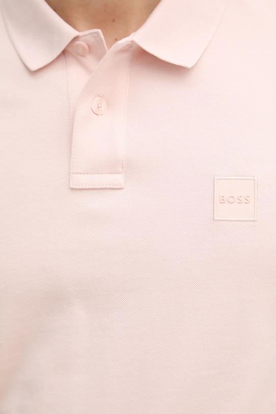 BOSS Orange polo tričko pánske bavlnené s elastanom Passenger 50507803 ružová