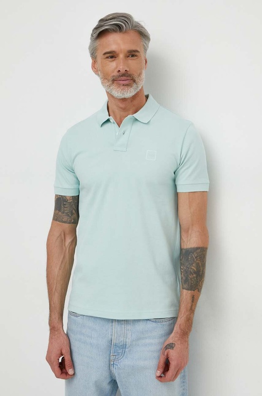 BOSS Orange polo majica moška iz bombaža z elastanom Passenger 50507803 turkizna AA00