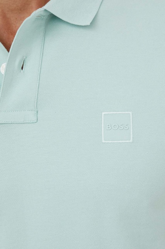 BOSS Orange polo majica moška iz bombaža z elastanom Passenger turkizna 50507803