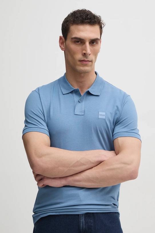 Поло BOSS Orange Passenger slim блакитний 50507803