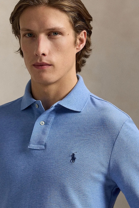 Polo Ralph Lauren top a maniche lunghe in cotone blu 710680790