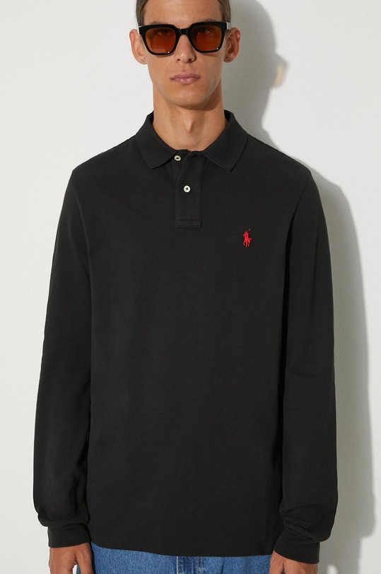 Памучна блуза с дълги ръкави Polo Ralph Lauren черен 710680790