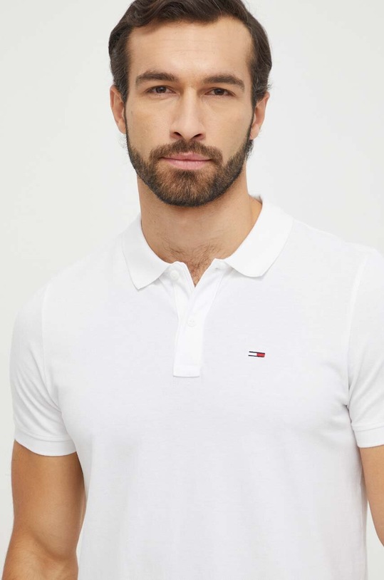 Tommy Jeans polo bawełniane DM0DM18312 biały AW24