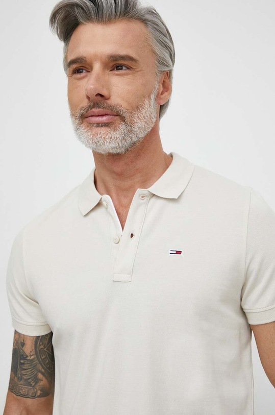 Tommy Jeans polo bawełniane bawełna beżowy DM0DM18312
