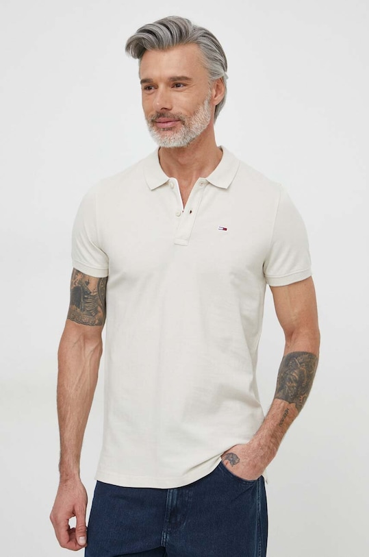 Odzież Tommy Jeans polo bawełniane DM0DM18312 beżowy