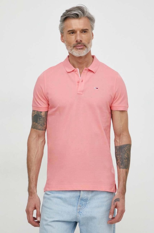 Tommy Jeans polo bawełniane bawełna różowy DM0DM18312