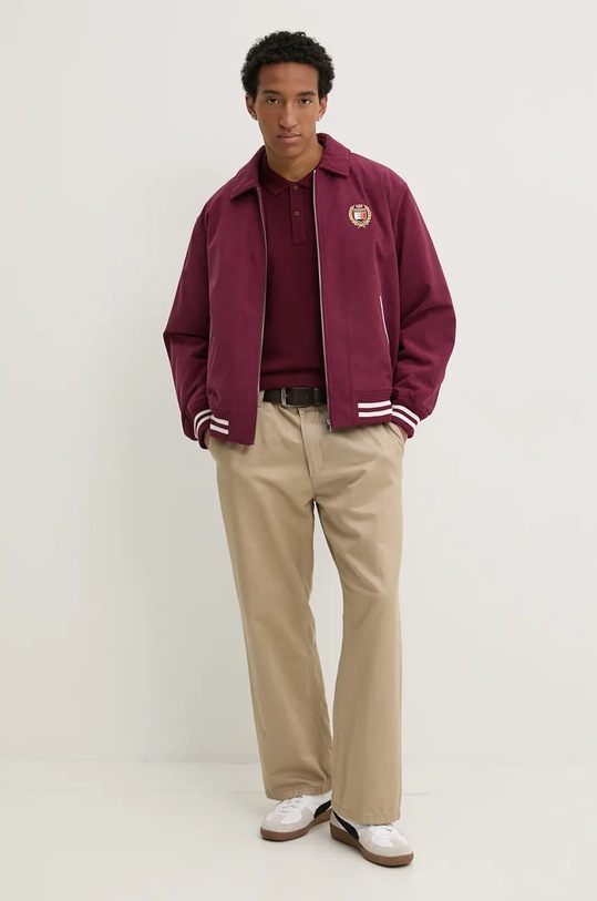 Хлопковое поло Tommy Jeans DM0DM18312 бордо AW24
