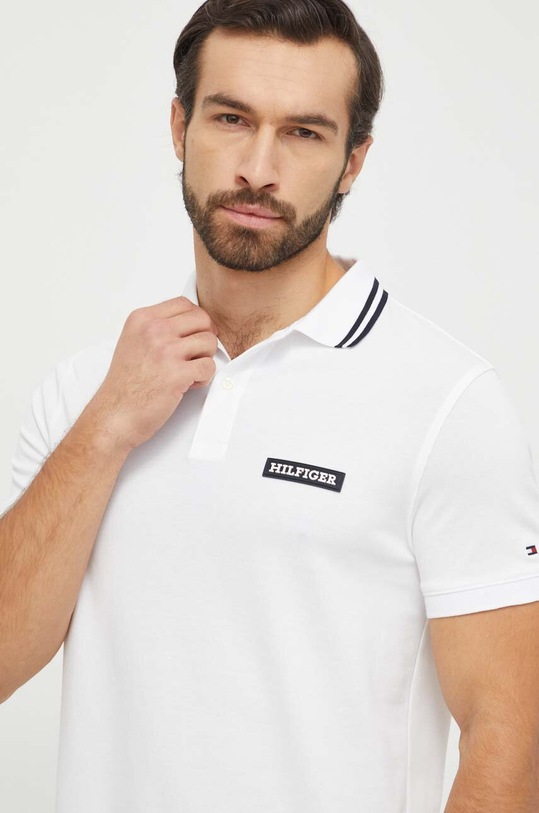 Tommy Hilfiger polo z elastanem biały MW0MW33583