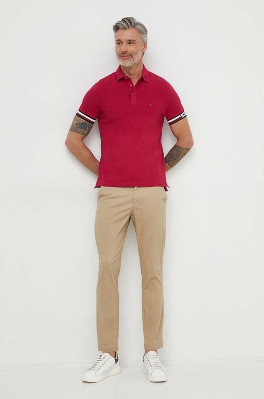 Tommy Hilfiger tricou polo MW0MW33585 burgundia SS24