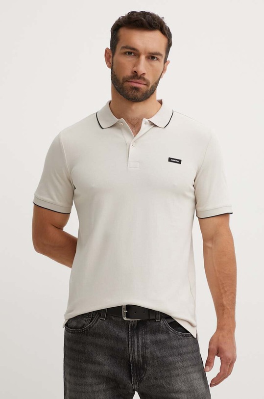 Calvin Klein polo z elastanem beżowy K10K112751