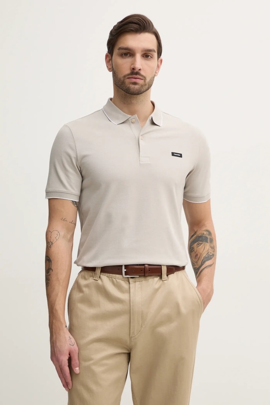 Polo majica Calvin Klein Planet friendly bež K10K112751