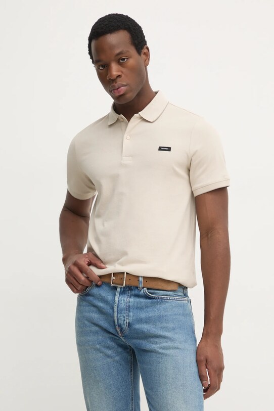 Πόλο Calvin Klein με ελαστάν μπεζ K10K112751