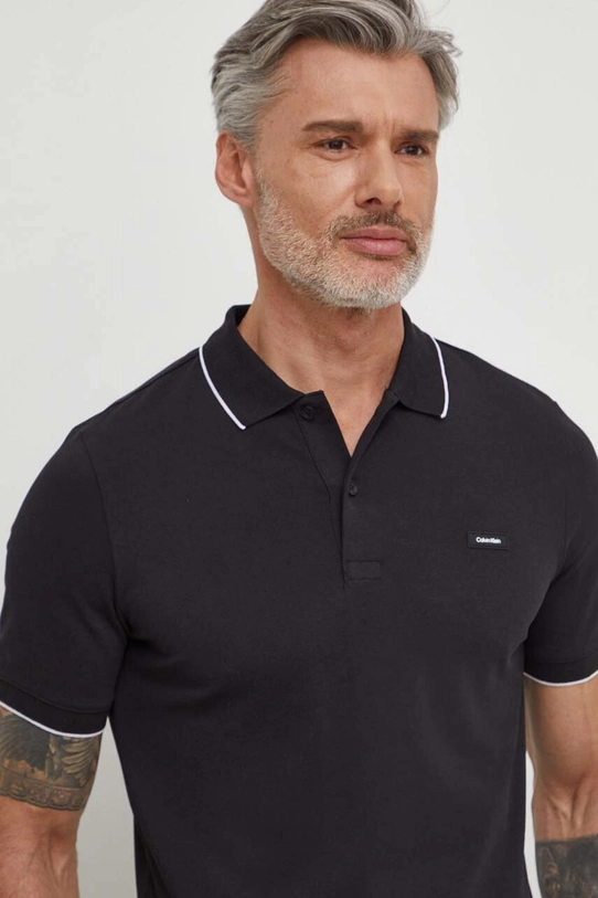 Calvin Klein tricou polo regular negru K10K112751