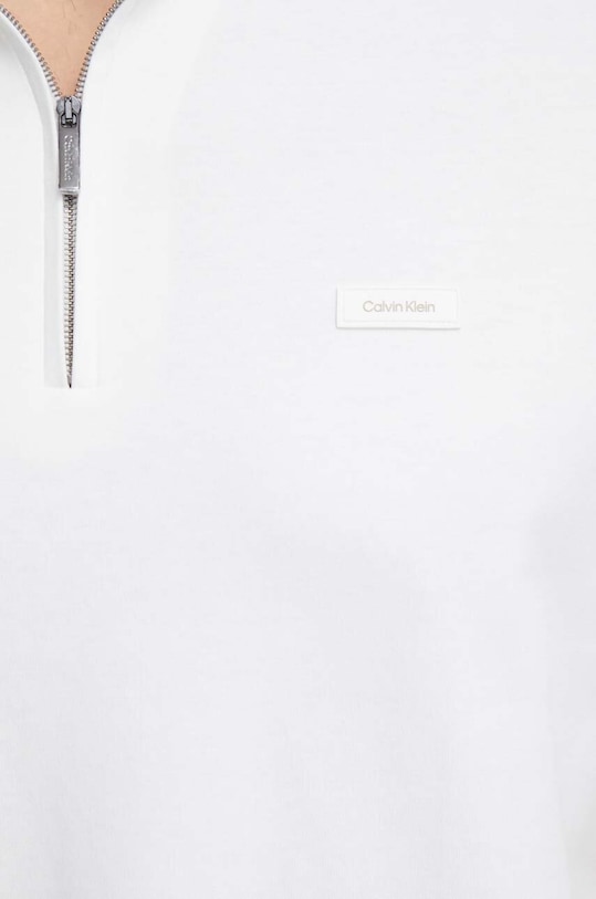 Памучна тениска с яка Calvin Klein бежов K10K112754