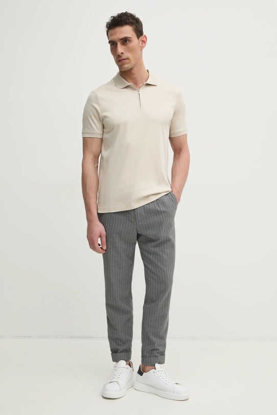 Pamučna polo majica Calvin Klein K10K112754 bež SS25