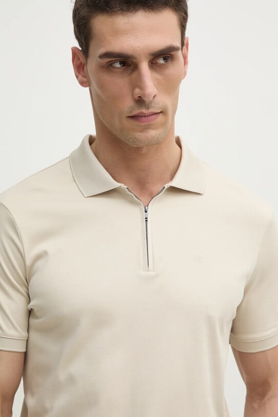 Pamučna polo majica Calvin Klein bež K10K112754