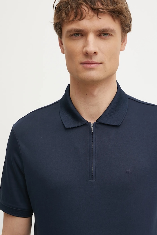 Βαμβακερό μπλουζάκι πόλο Calvin Klein σκούρο μπλε K10K112754