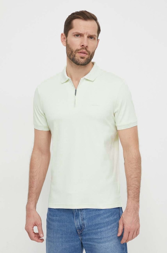 Ρούχα Βαμβακερό μπλουζάκι πόλο Calvin Klein K10K112754 πράσινο