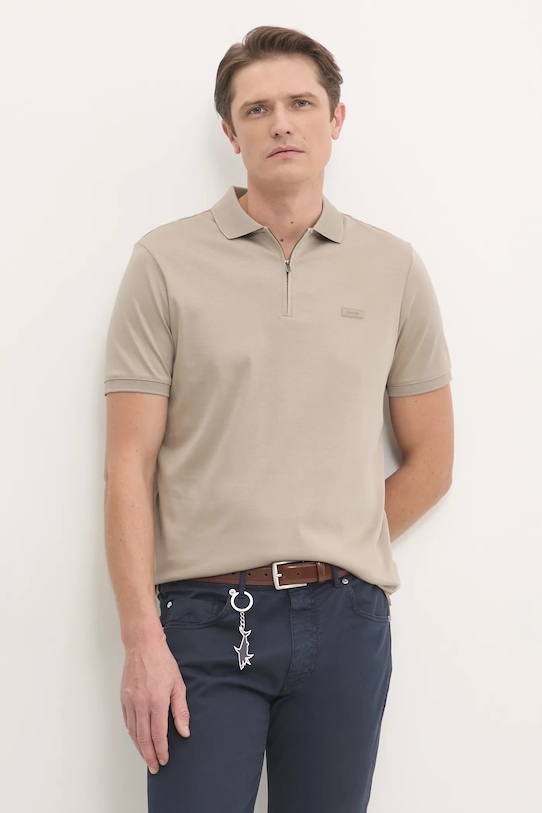 Calvin Klein polo de bumbac regular bej K10K112754