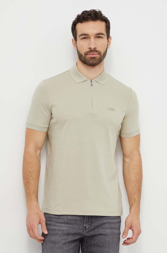 Βαμβακερό μπλουζάκι πόλο Calvin Klein K10K112754 πράσινο SS25