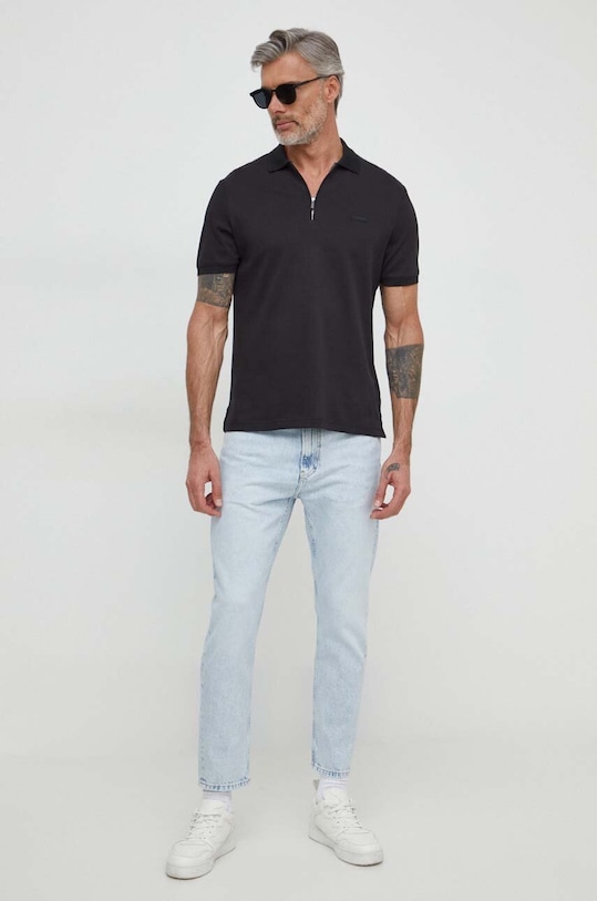 Bavlnené polo tričko Calvin Klein K10K112754 čierna SS25