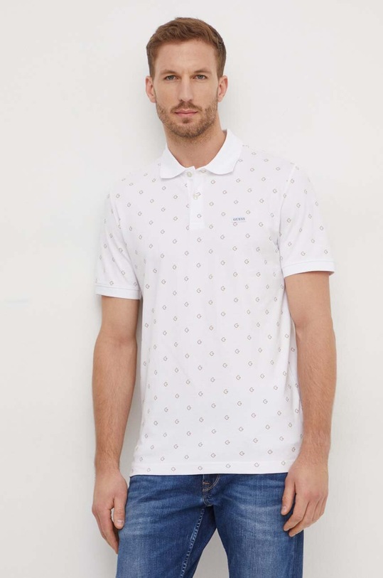 Guess tricou polo slim alb M4RP09.K7O64