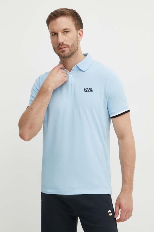 Karl Lagerfeld polo bawełniane nadruk niebieski 541233.745403