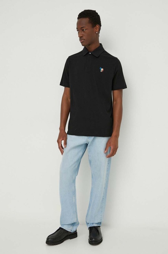 PS Paul Smith polo z domieszką lnu M2R.980XE.M22021 czarny SS24