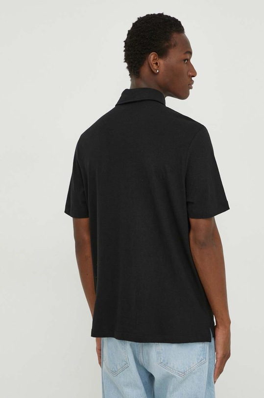 Odzież PS Paul Smith polo z domieszką lnu M2R.980XE.M22021 czarny