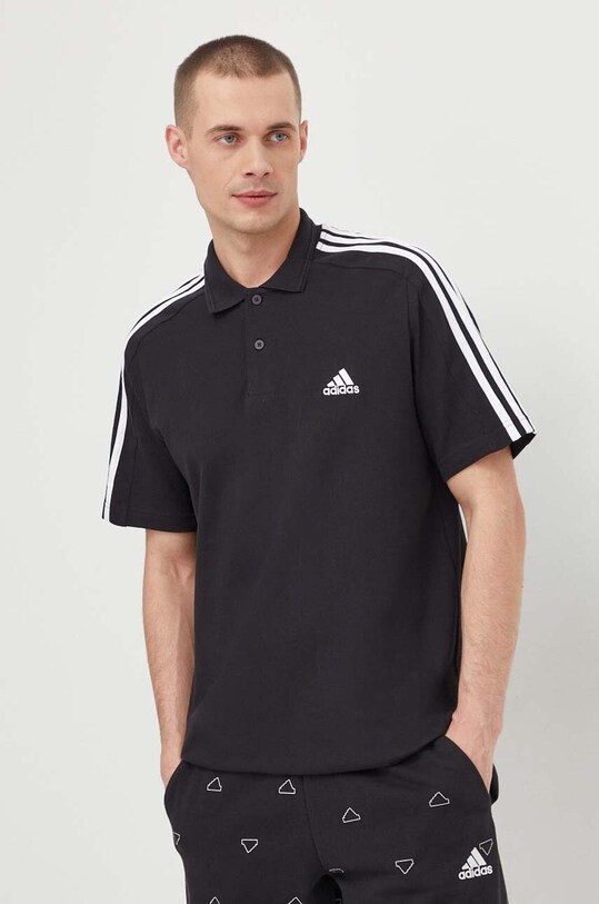 Βαμβακερό μπλουζάκι πόλο adidas Shadow Original βαμβάκι μαύρο IC9310
