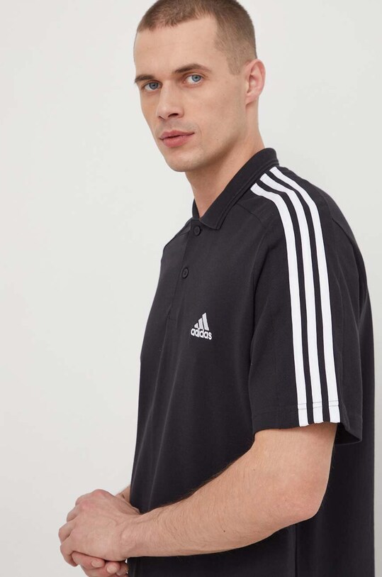 Βαμβακερό μπλουζάκι πόλο adidas Shadow Original μαύρο IC9310