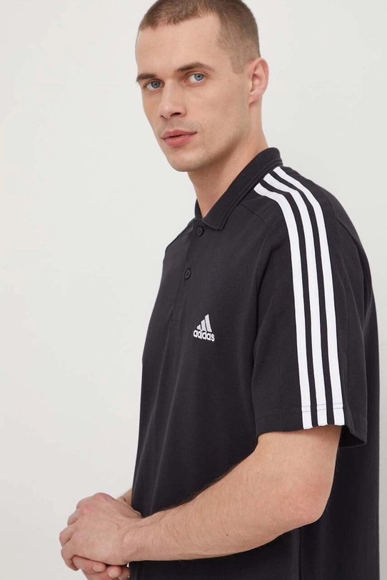 Pamučna polo majica adidas crna IC9310