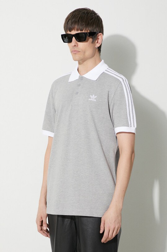 adidas Originals polo in cotone Adicolor Classics 3-Stripes grigio IL2502