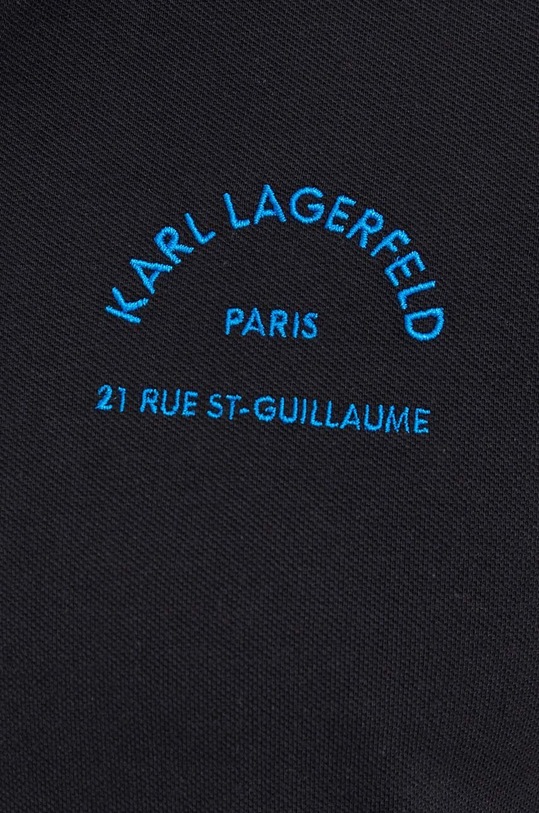 Bavlněné plážové polo tričko Karl Lagerfeld 240M2205 černá