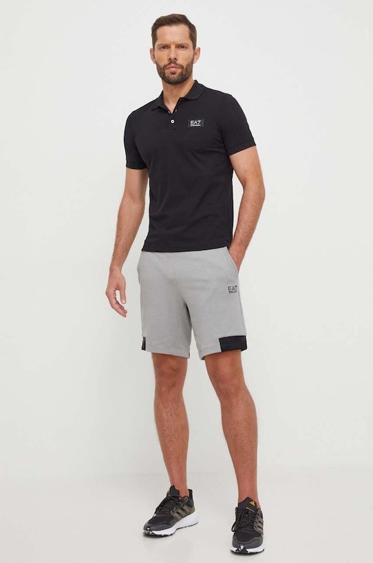 Bombažen polo EA7 Emporio Armani 3DPF24.PJ5SZ črna SS24