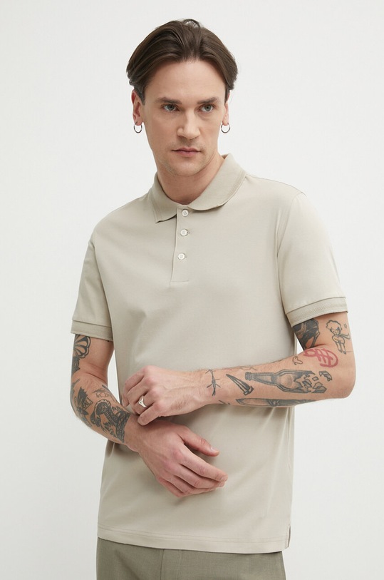 Tiger Of Sweden polo bawełniane Riose bawełna beżowy T68882038