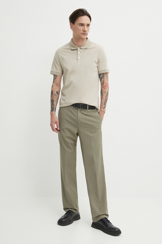 Tiger Of Sweden polo bawełniane Riose T68882038 beżowy SS24