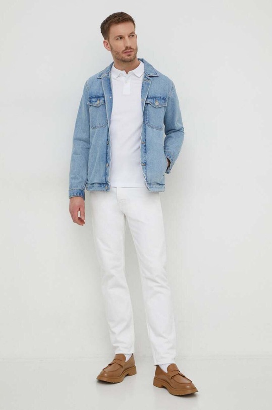 Pepe Jeans polo bawełniane NEW OLIVER GD PM542099 biały SS25