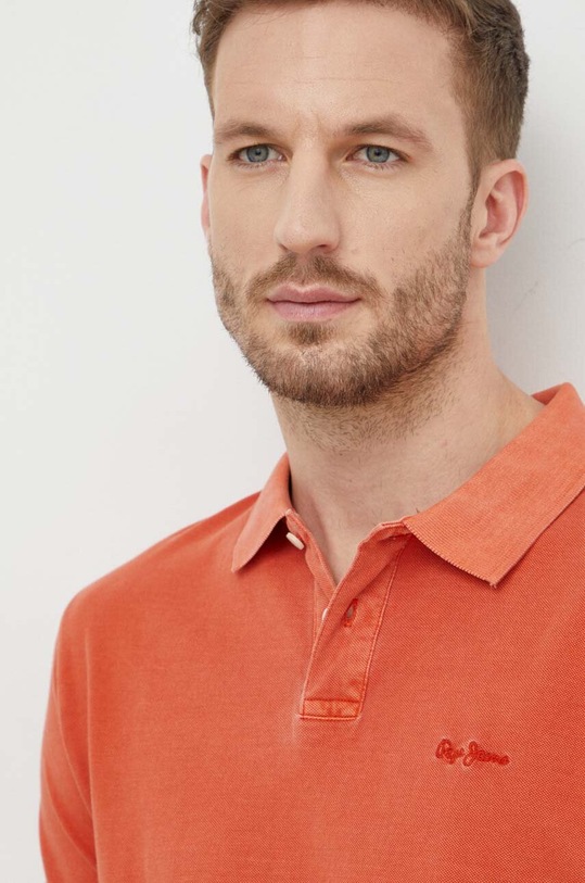 Pepe Jeans polo bawełniane NEW OLIVER GD pomarańczowy PM542099