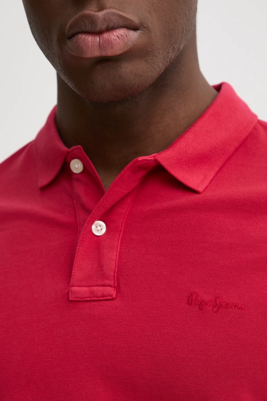 Βαμβακερό μπλουζάκι πόλο Pepe Jeans PM542099 κόκκινο
