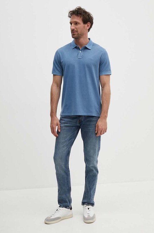 Pepe Jeans polo bawełniane NEW OLIVER GD PM542099 niebieski SS25