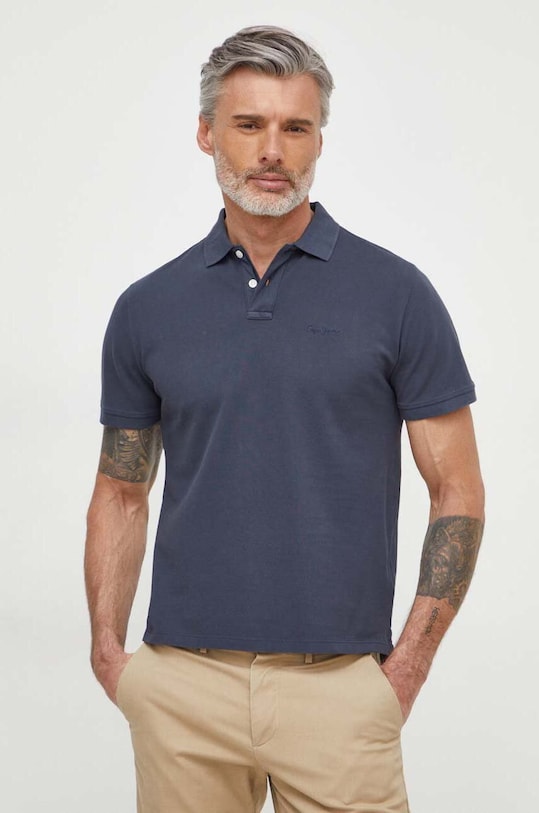 Бавовняне поло Pepe Jeans NEW OLIVER GD бавовна темно-синій PM542099