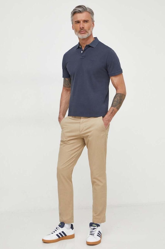 Bavlněné polo tričko Pepe Jeans NEW OLIVER GD PM542099 námořnická modř SS25
