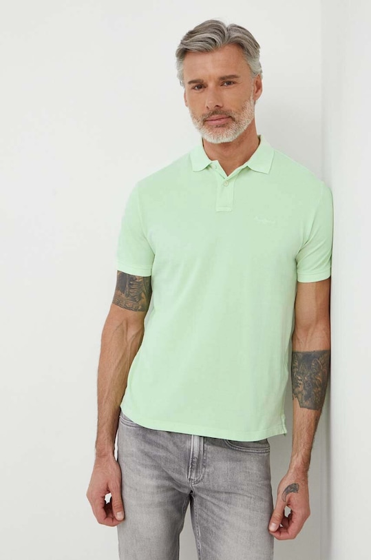 Pepe Jeans polo bawełniane NEW OLIVER GD bawełna zielony PM542099