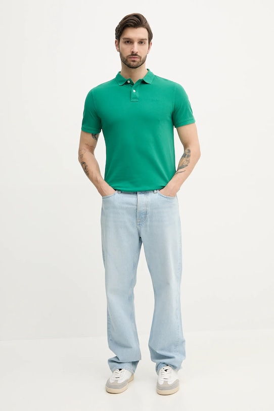 Хлопковое поло Pepe Jeans PM542099 зелёный SS25