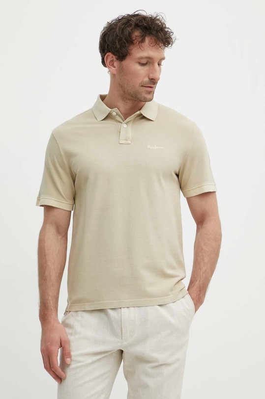 Pepe Jeans polo bawełniane NEW OLIVER GD beżowy PM542099
